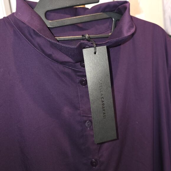 STELLA CARAKASI NWT TIBURON Sz XL Amethyst Purple Collared Button Down Tunic Too - Picture 4 of 10